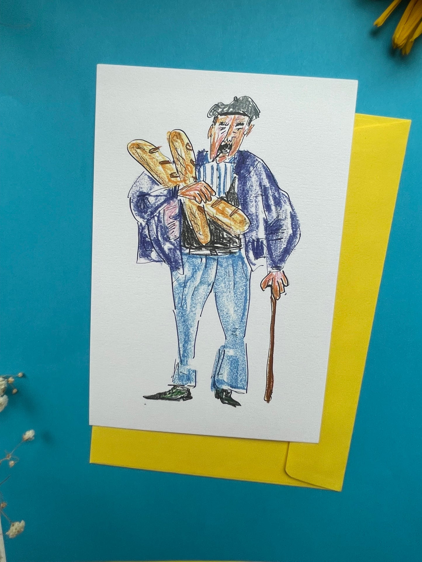 Postcard Baguette man