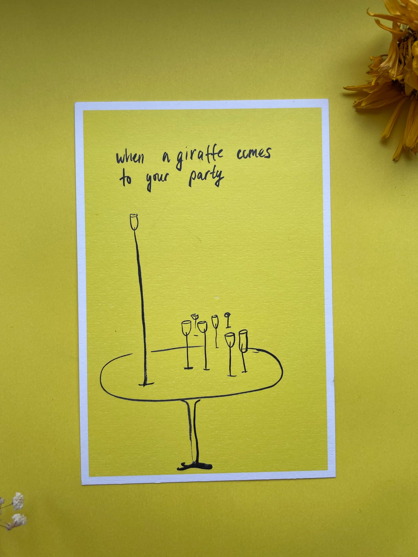 Postcard When a giraffe comes to your party