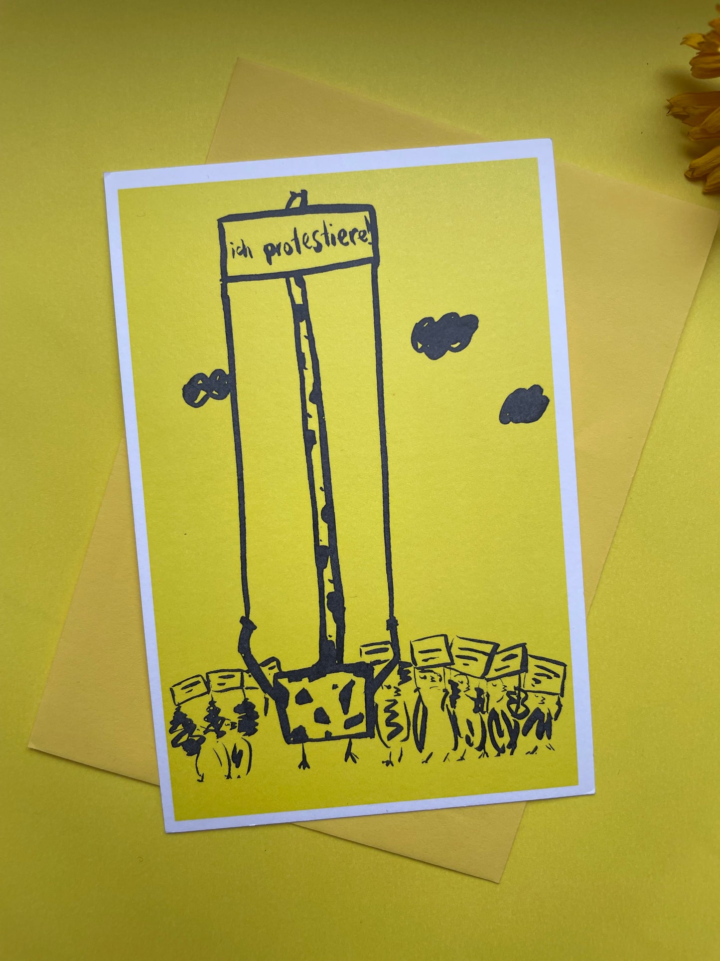 Postcard A giraffe protesting