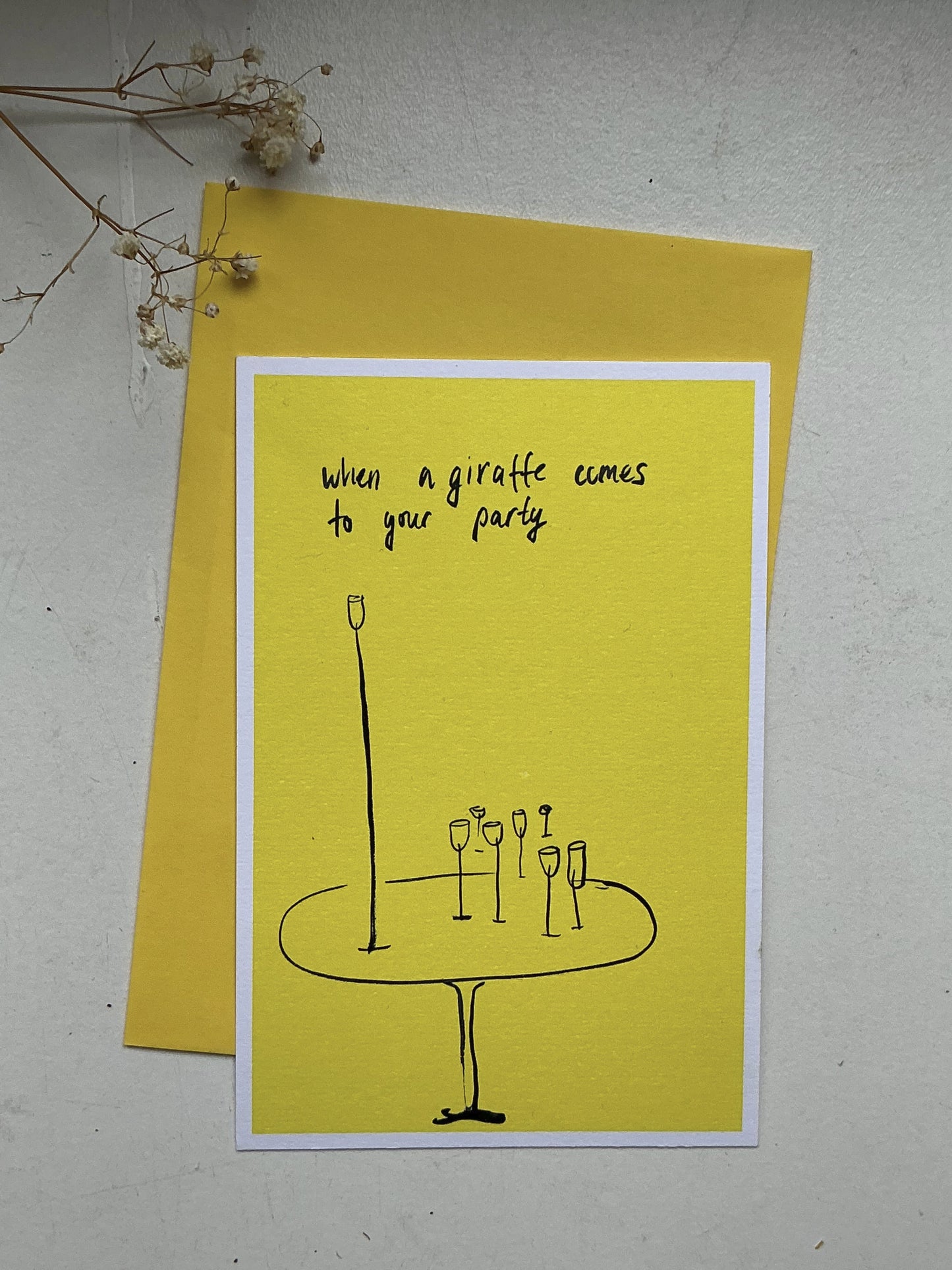 Postcard When a giraffe comes to your party